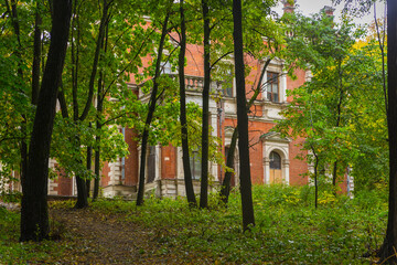 Moscow region. Bykovo manor on a rainy autumn day