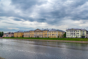 Naklejka na ściany i meble Embankment of the Vologda river in Vologda, Russia