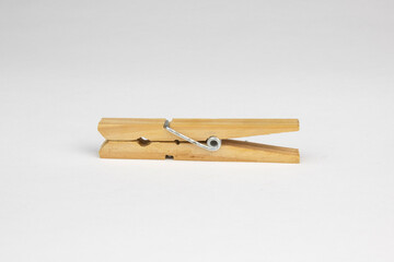 wooden clothespin isolated on white background
