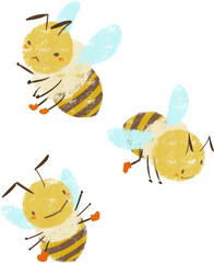 三匹の可愛い蜜蜂のイラストの素材