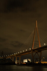 下から見上げる天保山大橋の夜景