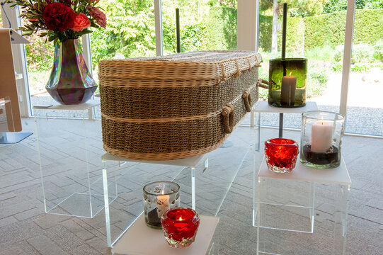 Coffin in morque