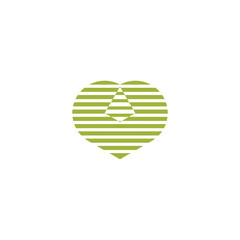 stripes love leaf eco organic symbol logo vector