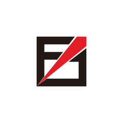 letter fj square swoosh arrow logo vector