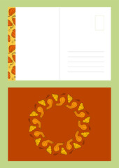 Autumn design template, hand drawn pumpkins, flat vector illustration