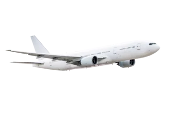 Foto op Plexiglas Vliegtuig Wide body passagiersvliegtuig vliegen geïsoleerd op transparante achtergrond