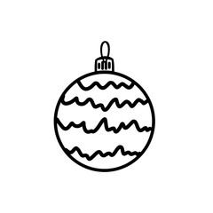 Drawn unpainted christmas ball isolated on white background
