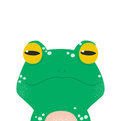 Funny green toad character. Childish cartoon print. Vector hand drawn illustration.