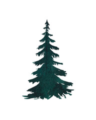 Obraz premium Watercolor Christmas tree. Hand drawn illustration..