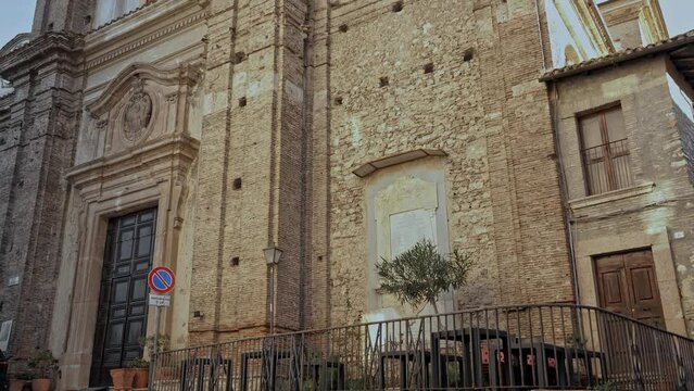Facade of the collegiate church of San Michele Arcangelo in Contigliano. Contigliano, Rieti province, Lazio, Italy, Europe
