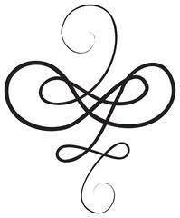 Calligraphic design element with black thin line. PNG with transparent background.