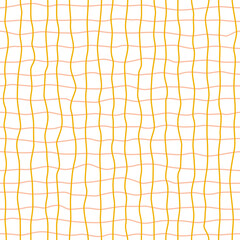 Minimalist checkered lines with pink and orange distorted grid on white background. Vector seamless pattern geometric background