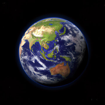 Planet Earth isolated on a black background. Seen from space