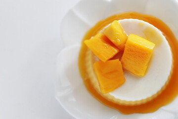 Homemade coconut milk and mango bi-color Kanten Jelly for tropical sweet food image 