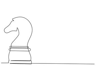 Continuous one line drawing of chess piece horse. Vector illustration