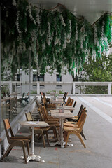 Terrace in a street of Paris