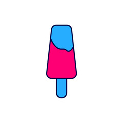 Filled outline Popsicle ice cream on wooden stick icon isolated on white background. Vector