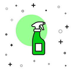 Filled outline Cleaning spray bottle with detergent liquid icon isolated on white background. Vector