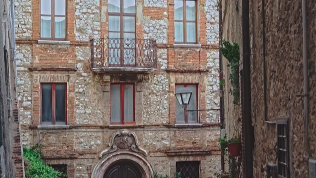 The facade of the Palazzo Tiberi in Contigliano. Contigliano, Rieti province, Lazio, Italy, Europe