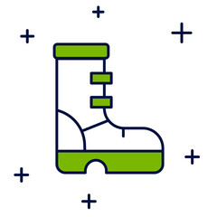 Filled outline Waterproof rubber boot icon isolated on white background. Gumboots for rainy weather, fishing, gardening. Vector