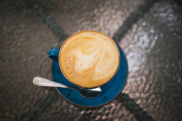 A cup of coffee in a summer cafe
