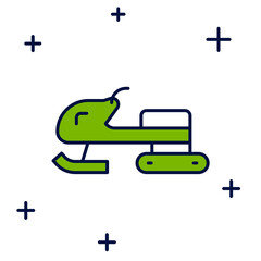 Filled outline Snowmobile icon isolated on white background. Snowmobiling sign. Extreme sport. Vector