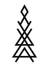 Ethic pattern with black lines. PNG with transparent background. 