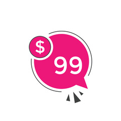99 dollar price tag. Price $99 USD dollar only Sticker sale promotion Design. shop now button for Business or shopping promotion
