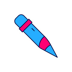 Filled outline Pencil with eraser icon isolated on white background. Drawing and educational tools. School office symbol. Vector