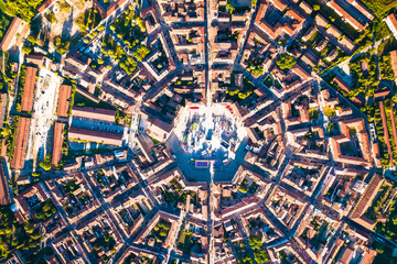 Town of Palmanova hexagonal square aerial view, UNESCO world heritage site - obrazy, fototapety, plakaty