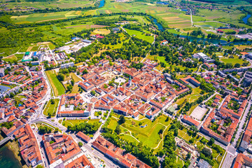Six pointed star fortress town of Karlovac aerial view