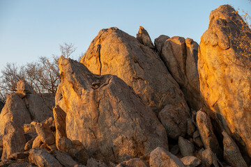 dry cracked rocks by evening in desert of Namibia
