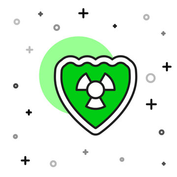 recommend clip art: Filled outline Radioactive in shield icon isolated on white background. Radioactive toxic symbol. Radiation Hazard sign. Vector