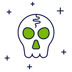 Filled outline Skull icon isolated on white background. Happy Halloween party. Vector