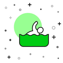 Filled outline Swimmer athlete icon isolated on white background. Vector