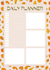 Autumn design template, hand drawn pumpkins, flat vector illustration