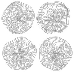 Abstract tree rings. Png topographic map concept. Seamless background. Thin black lines on white