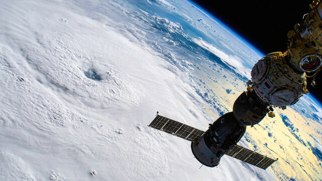 Hurricane Fiona from space. Digital enhancement, Elements by NASA. 2022