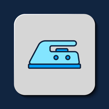 recommend clip art: Filled outline Electric iron icon isolated on blue background. Steam iron. Vector