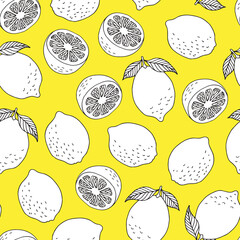 White lemons on yellow background