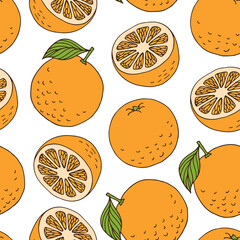 Colourful oranges on white background
