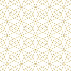 White and gold luxury line art seamless pattern