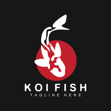 Koi Fish Logo Design, Chinese Lucky And Triumph Ornamental Fish Vector, Company Brand Gold Fish Icon