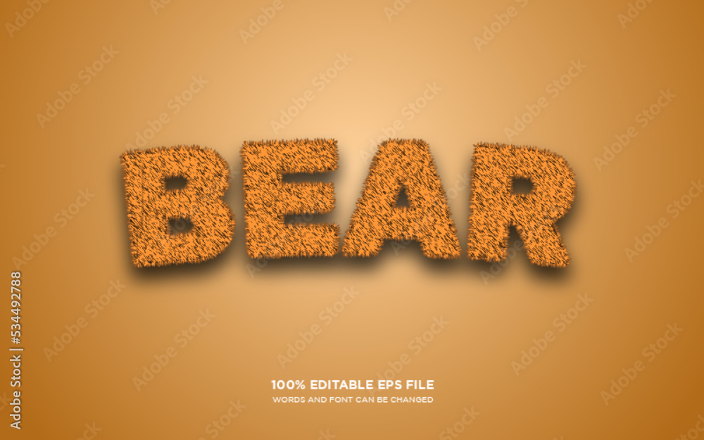 Wall mural bear editable text style effect