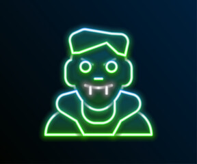 Glowing neon line Vampire icon isolated on black background. Happy Halloween party. Colorful outline concept. Vector