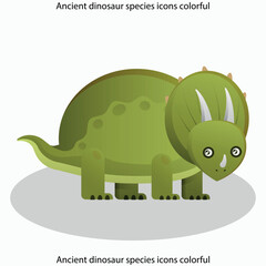 Ancient dinosaur species icons colorful classical sketch