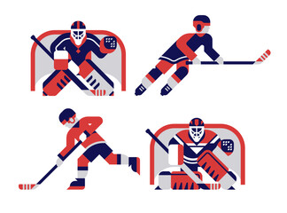 Fototapeta na wymiar Ice hockey player and goalie vector illustration collections