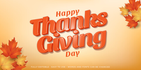 Realistic editable text thanksgiving banner