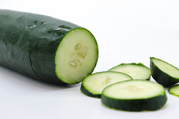 cut cucumber isolated on white background
