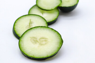 close up cucumber on white background